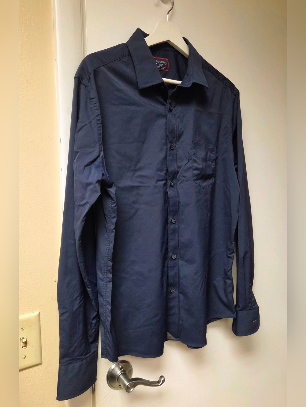 UNTUCKit Gironde Navy Blue Performance Shirt - Slim Fit Large - Picture 5 of 13